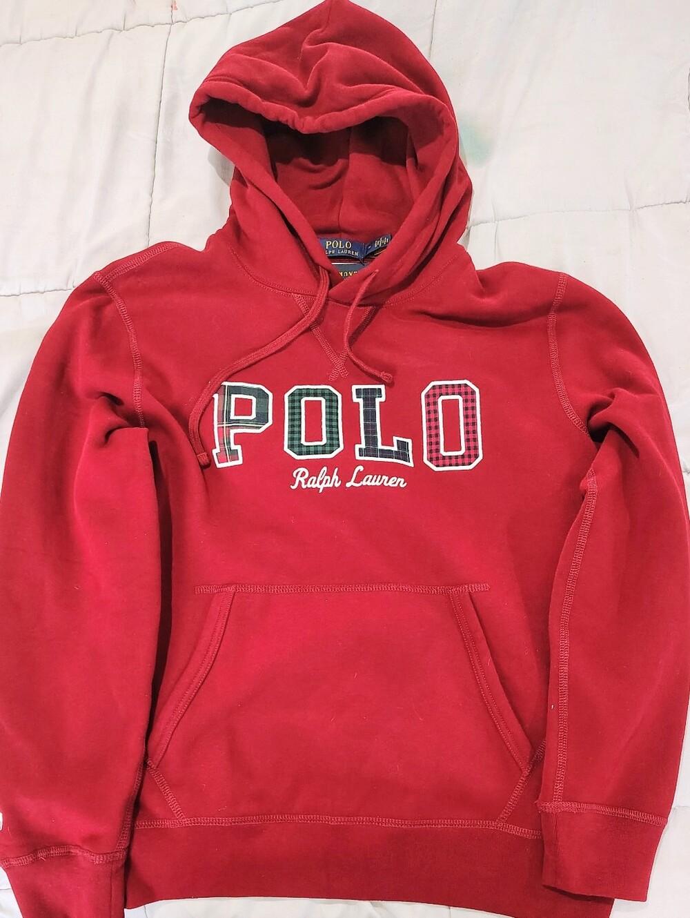 Polo Ralph Lauren Red Plaid Logo Hoodie Size Medium NWT